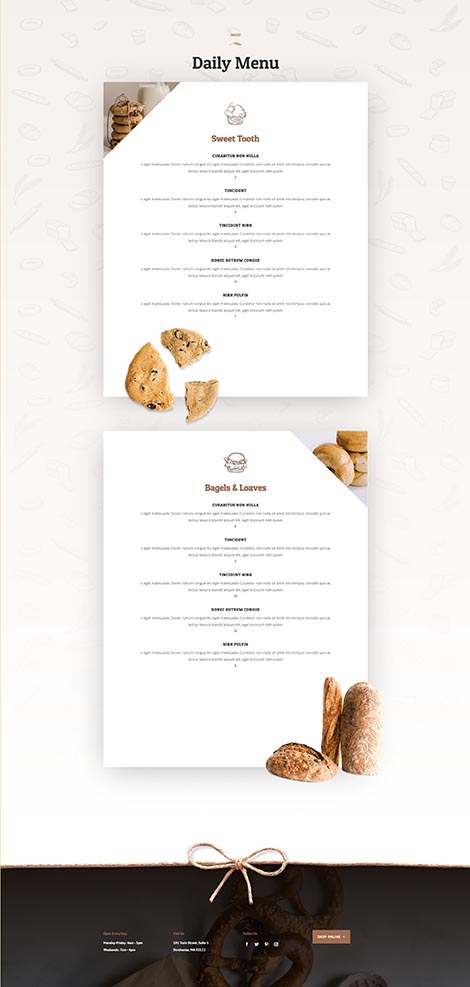 Bakery Menu Page
