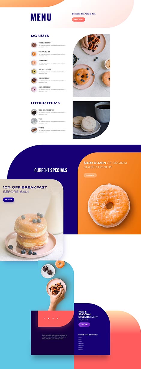 Donut Shop Menu Page