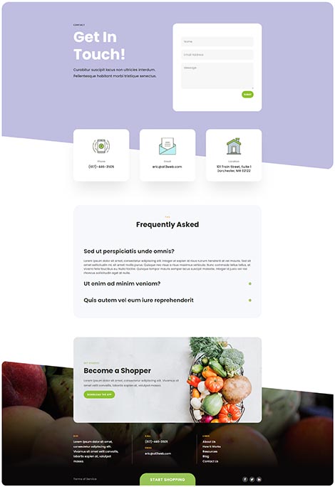 Grocery Delivery Contact Page