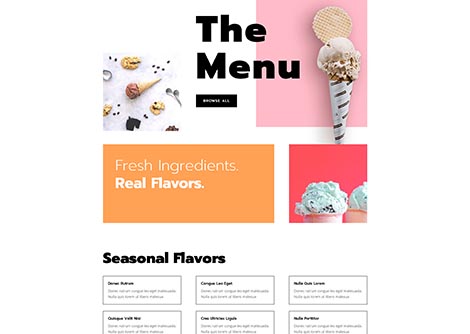 Ice Cream Shop Menu