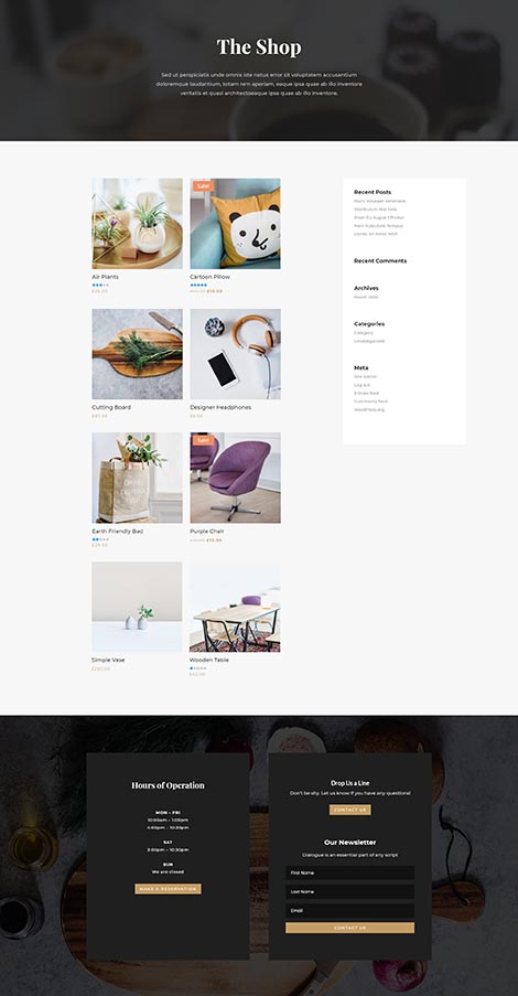 Restaurant Shop Page